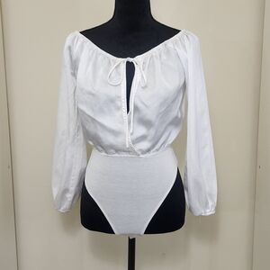 Emory Park White Off-Shoulder Bodysuit